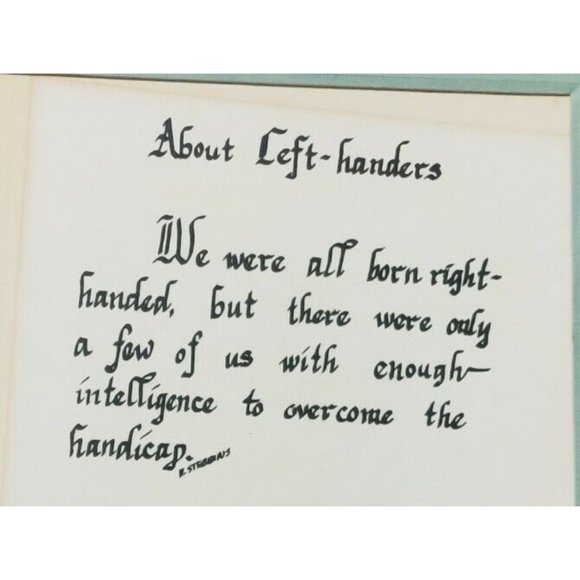 About Left-Handers Calligraphy Art Poem Verse Quotes Vintage 15x12" Signed - Picture 2 of 6